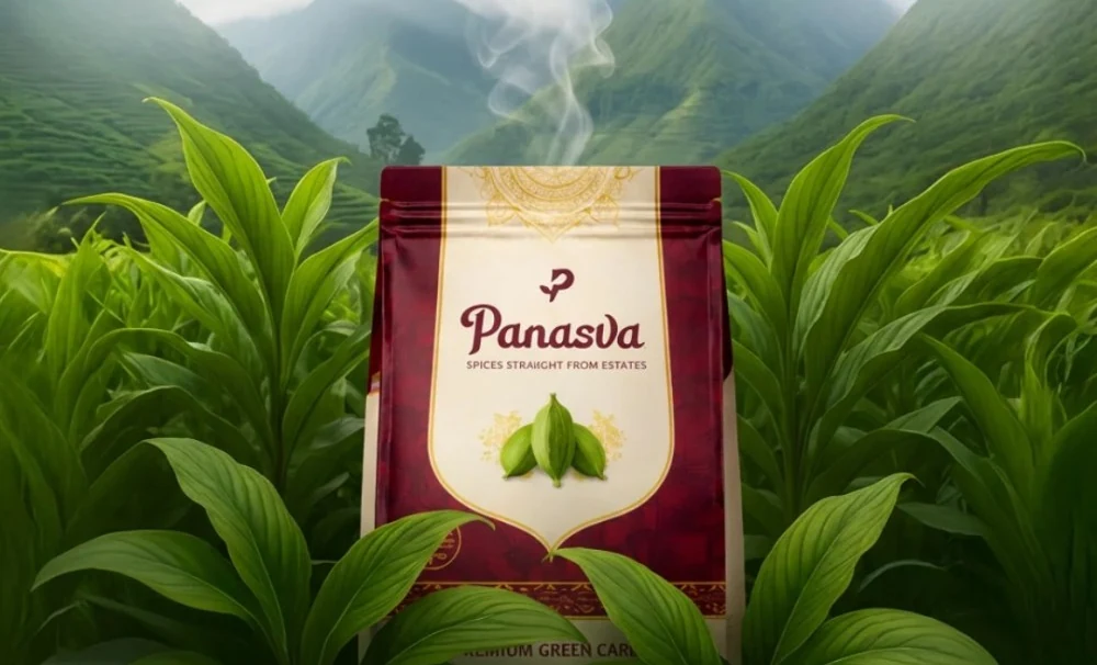A Panasva pack among the cardamom plants on the estate