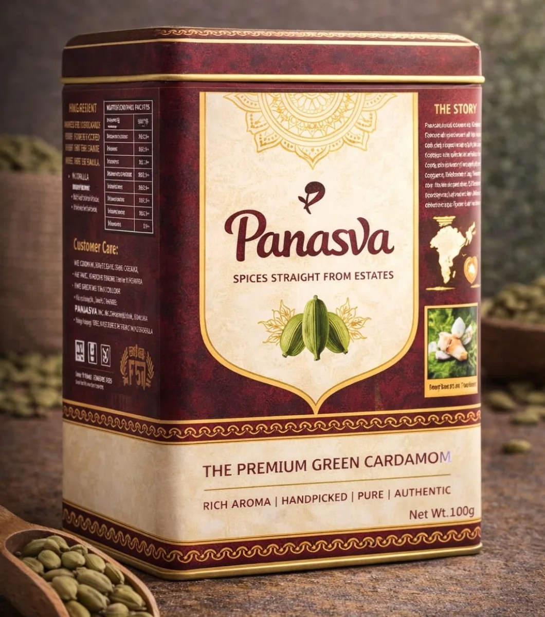 Panasva green cardamom 100 g tin
