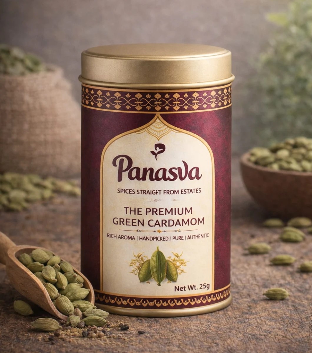 Panasva green cardamom 25 g tin
